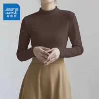 真维斯(Jeanswest)打底衫女装薄绒保暖长袖秋衣7a抗菌秋冬季内搭半高领上衣4GX 深咖#纯色 L