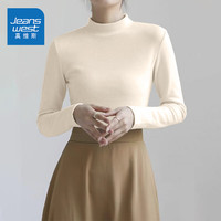 真维斯（Jeanswest）打底衫女装薄绒保暖长袖秋衣7a抗菌秋冬季内搭半高领上衣4GX 杏#纯色 S