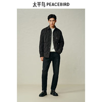 太平鸟男装【衬衫式】轻薄羽绒服冬季翻领保暖外套 黑色批