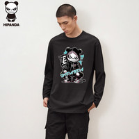 HIPANDA你好熊猫重磅T恤男2026春季新款圆领纯棉内搭长袖男女宽松打底衫 白色 XL