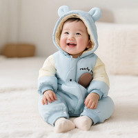 wua·wua 婴儿衣服秋夹棉连体衣棉袄新生儿连帽外出服冬天棉服爬服棉衣 蓝色（小象菲菲连帽外出服）