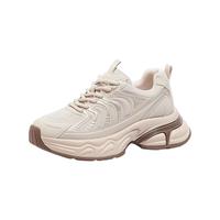 CAMEL白鹿同款骆驼银河老爹鞋女秋季厚底加绒休闲鞋网面运动跑步鞋 【女款】L24S229086A米杏棕【四季款】 44