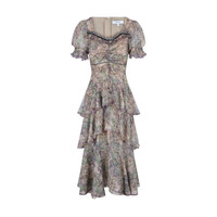 我爱露露 法式浪漫飘逸层叠荷叶边长款连衣裙