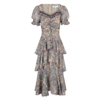 LULUALWAYS我爱露露25夏季法式浪漫飘逸层叠荷叶边长款连衣裙高级感裙子 紫色 S