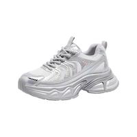 CAMEL白鹿同款骆驼银河老爹鞋女秋季厚底加绒休闲鞋网面运动跑步鞋 【女款】L24S229086W米白色【透网款】 41