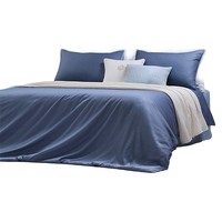 富安娜×京东 床上四件套 纯棉全棉床单被套 单双人简约套件203×229cm暮色蓝 【纯棉亲肤款】暮色蓝