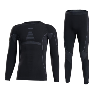 UTO 压缩速干衣男款功能内衣滑雪登山户外运动保暖套装 黑灰色 XXL