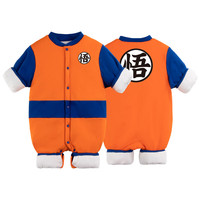 茶年（CHANIAN）七龙珠婴儿衣服 春秋新生儿0-12个月男宝宝卡通悟空6春季连体衣 橙蓝悟空