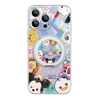 迪士尼（Disney）油画米奇米妮苹果手机壳带磁吸旋转支架一体支点壳可MagSafe无线充卡通唐老鸭适用女款保护套 【质感黑】迪士尼-ZBL601G孔位 iPhone16