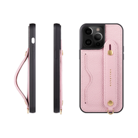 HANATORA/花虎 头层牛皮 iPhone14Pro手机壳 挂脖绳 皮革 粉色