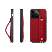 HANATORA/花虎 头层牛皮 iPhone15Pro手机壳 挂脖绳 红色