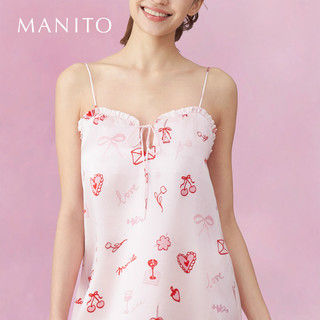 MANITO/曼尼陀 Love Notes 女士桑蚕丝吊带睡裙 樱桃粉 S