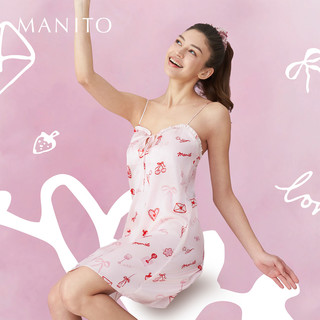 MANITO/曼尼陀 Love Notes 女士桑蚕丝吊带睡裙 樱桃粉 S
