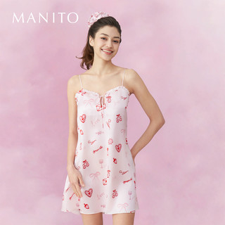 MANITO/曼尼陀 Love Notes 女士桑蚕丝吊带睡裙 樱桃粉 S