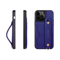 HANATORA/花虎 头层牛皮 iPhone15ProMax手机壳 挂脖绳 皇室蓝 皮革
