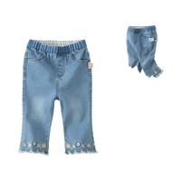 戴维贝拉女宝牛仔裤2024秋装童装儿童宝宝洋气裤子女童长裤 牛仔蓝