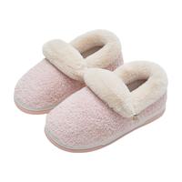优调棉拖鞋女居家防滑老人毛毛绒保暖包跟月子棉鞋室内拖鞋秋冬 樱花粉 40-41
