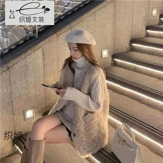 织姬仿羊羔毛马甲女2025春秋冬季马甲女皮毛一体春秋洋气外穿百搭 米白色-流行女装时尚洋气马甲女 2XL 130-145斤-羊羔毛马甲
