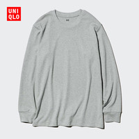 优衣库 男装女装柔软圆领T恤/休闲长袖上衣479783 03 灰色 M