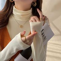 白色高领打底衫女装2024秋冬季德绒堆堆领加绒内搭高级感上衣
