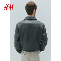 H&M男装夹克2025秋季新款标准长袖包覆式松紧下摆涂层外套1259567