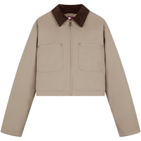 TOMMY JEANS25新款秋冬女装复古工装风灯芯绒翻领宽松短款棉服夹克
