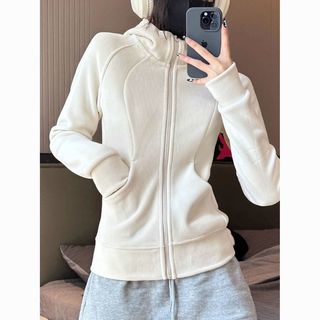 甜酷运动风连帽外套女2025秋冬季修身显瘦正肩帽衫卫衣