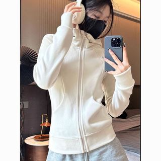 甜酷运动风连帽外套女2025秋冬季修身显瘦正肩帽衫卫衣