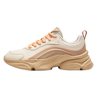 鸿星尔克运动鞋秋季舒适厚底老爹鞋简约软弹女子休闲鞋玉兔女鞋 蛋奶灰/奶茶棕 37