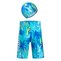 爱慕儿童（AIMER KIDS）甜美可爱公主风国风女童泳衣儿童体育课泳衣泳裤男童高弹泳衣泳裤 度假海风-泳裤+泳帽 160 （85-100斤）