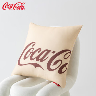 可口可乐抱枕办公室午睡沙发靠垫汽车抱枕 cocacola2009杏色 含枕芯 45*45cm一对装（磨毛款）