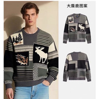 Abercrombie & Fitch AF大麋鹿图案绒感保暖毛衣针织衫25秋冬男装120-5181