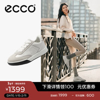ecco 休闲鞋女 2025百搭平底鞋简约球鞋板鞋德训鞋 街头272833 灰白色/白色27283350153 37