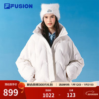 FILA FUSION斐乐潮牌羽绒服女2025冬季休闲宽松保暖立领外套 奶雾白-WT M 165/84A/M