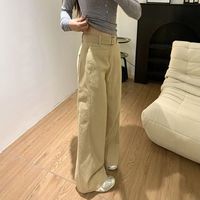 卡其色美式复古高腰牛仔裤阔腿2025夏季休闲春夏宽松显瘦拖地