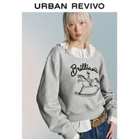 UR2026春季女装休闲趣味木马刺绣圆领短款卫衣UYU460003 花灰 L