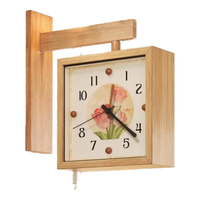 美世达钟表挂墙创意 实木客厅挂钟壁挂拐角双面挂钟转角双面简约风钟饰 【实木】郁金香