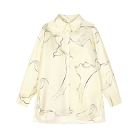 LESS2024年春新款桑蚕丝质衬衫2O2213400 973/米黑双色