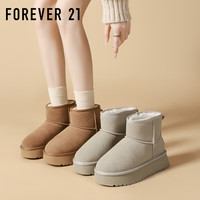 FOREVER21厚底栗色雪地靴女2025年冬季加绒加厚防滑东北户外防寒保暖鞋 栗色 36