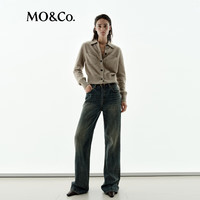 MO&Co.【NOIR系列】针织开衫2025冬貉绒软糯短款毛衣外套MBE4CAR014 花驼色 XS /155