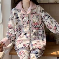 法兰绒睡衣女冬季加绒加厚2024女士冬款保暖珊瑚绒家居服套装