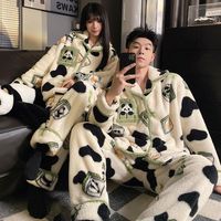 睡衣秋冬珊瑚绒睡衣可外穿家居服可爱睡衣女款冬睡衣男居家服