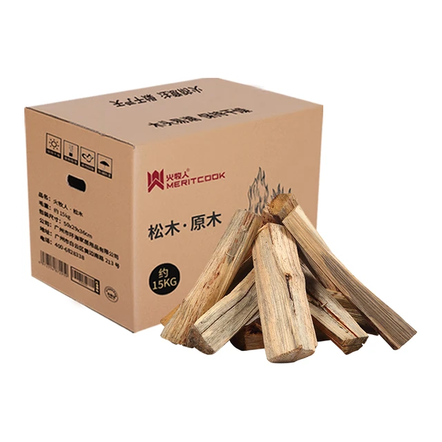 meritcook篝火木材松木户外引燃烧火木柴野炊灶壁炉硬木精品烧火炉柴火木头 【松木】30斤