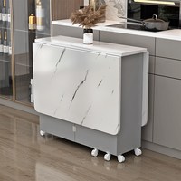 家用折叠餐桌小户型可移动带轮长方形超薄多功能餐厅宿舍吃饭桌子