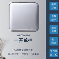 松下格彩晶钻灰开关插座斜五孔USB插座三孔一二三四开单双控开关 一开单控（报价发一开双控） 开关