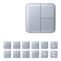 松下格彩晶钻灰开关插座斜五孔USB插座三孔一二三四开单双控开关 三开双控 WPC506MW 开关