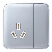 松下格彩晶钻灰开关插座斜五孔USB插座三孔一二三四开单双控开关 一开三孔16A WPC608MW 插座