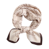 北极绒小方巾女薄款棉麻春秋护颈围巾日系文艺风百搭韩国棉质丝巾小领巾 森林藏青