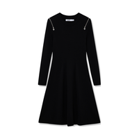 LILY 绵羊毛爱心拉链针织连衣裙小黑裙