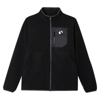 熊猫摇粒绒抓绒衣男女防风保暖抗静电秋冬轻暖立领抓绒外套1220 幻影黑,男女同款 女拍小一码 2XL